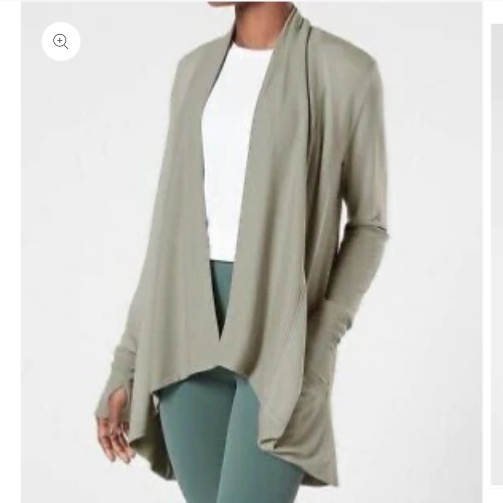 Athleta Sage Green Open-Front Drape Cardigan